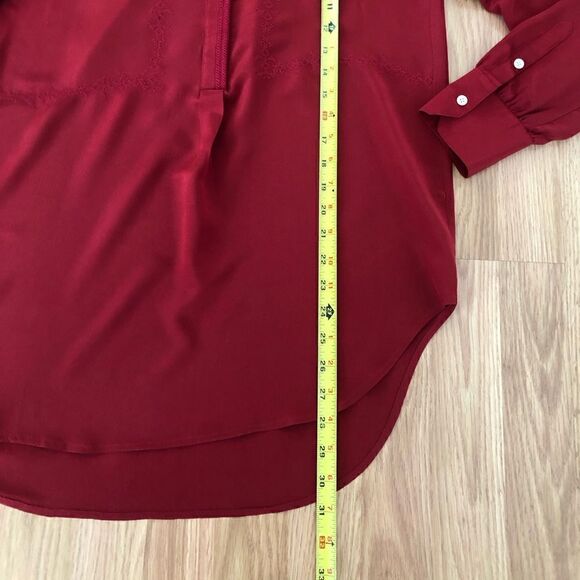 Madewell Ballad Red Silk Embroidered Tunic Long Sleeve Blouse Top - Picture 5 of 10